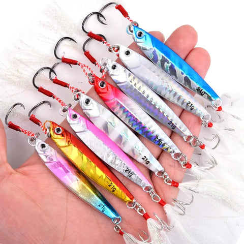 Heavy Duty 40G Saltwater Fishing Jigs Straight Fire Speed And Slow Jigging Pitching Lure Collection Biomimetic Rust Proof 10 Pack in hand