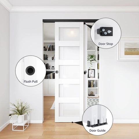 4 Ft Bypass Door Hardware Kit For Closet Doors, Top Mounted Track System In Black, Heavy Duty Aluminum, installed in living room