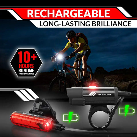 Front And Rear USB Rechargeable Bike Lights Set With 400 Lumen LED Headlight And Waterproof Tail Light, Ideal For Night Rides On Roads Or Trails, Great For MTB Mountain Bikes And Safe For Kids