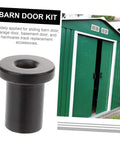 Five Piece Sliding Barn Door Track Spacers Set Heavy Duty Connection Hardware for smooth operation, black flat spacers shown.