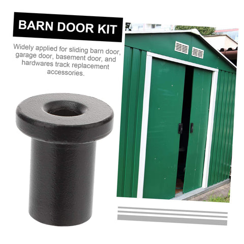 Five Piece Sliding Barn Door Track Spacers Set Heavy Duty Connection Hardware for smooth operation, black flat spacers shown.