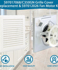 696N R02 B Unit Replacement With C350GN Grille For 695 696N 670 671 689 696MFG Bath Vent Fan Cover shown with motor kit