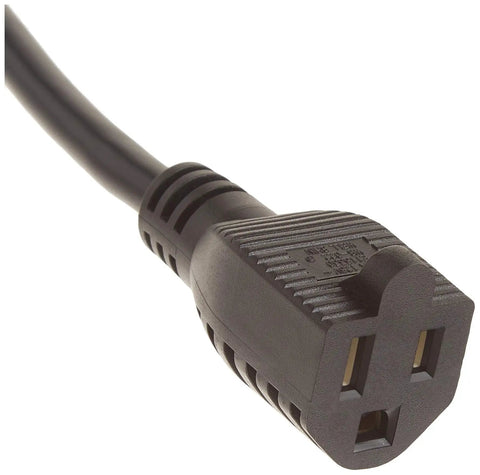 Close-up of Premium 4 Foot Beefy Universal Power Extension Cord 16 AWG 3 Prong Cable For TV Computer Monitor Printer And Other Home Electronics