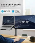 Adjustable Monitor Stand With One Arm Desk Mount For 32 Inch Monitor And 17 Inch Laptop, Heavy Duty Ergonomic Bracket That Holds Up To 22 Lbs Extends Up To 16 Inches