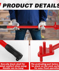 Heavy Duty Manual Rebar Bender For 5/8" Steel Bars held by worker with gloves, featuring non-slip handle and fixed operation parts.