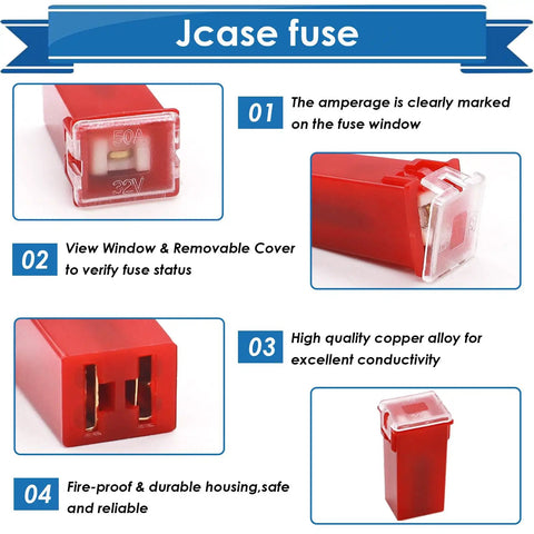 All In One Car Fuses Kit With Puller And Tester 317 Piece Blade And Cartridge Fuses detail of Jcase fuse features
