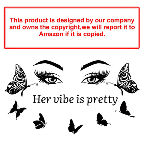 Her Vibe Is Pretty Vinyl Wall Decal Set Three Sheets Each About 11 By 14 Inches Black With Inspirational Quotes And Butterfly Eyes
