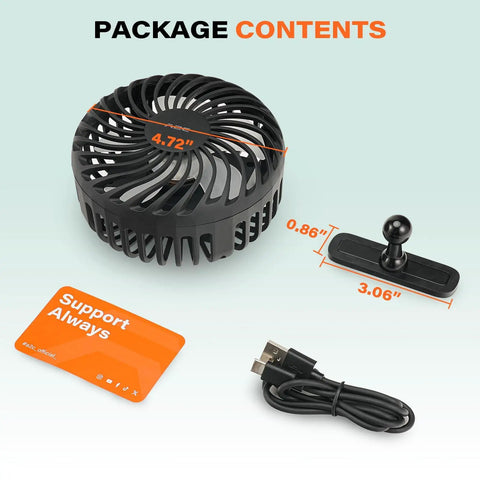 Rechargeable Golf Cart Fan With Magnetic Base And 360 Degree Rotating Head Battery Powered Portable Cooling 3 Speed Package