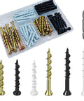 75 Piece Drywall Anchors Kit With Pan Head And Flat Head Designs, Anti Rust Coating, Bolt Anchor Set, various colors and sizes
