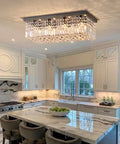 Eight Light Rectangle Crystal Chandelier In Black Finish With Clear K9 Crystals Modern Ceiling Light Fixture in kitchen