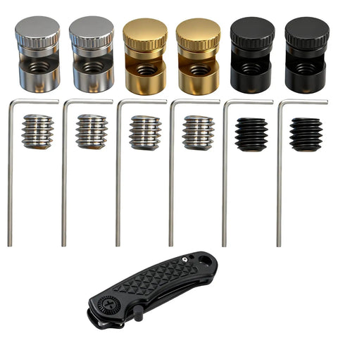 Universal Quick Open Thumb Studs For Folding Knives Kwik Compatible With Hex Wrench EDC Gear Six Pack in black, gold, silver