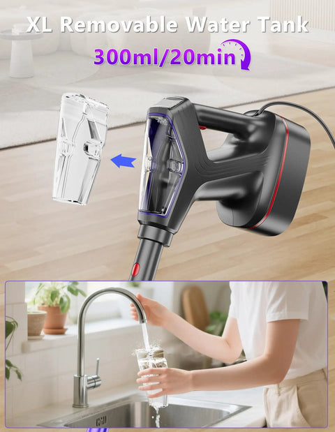 Heavy Duty Steam Mop Cleaner Chemical Free Floor Sanitizer For Hardwood Tile Laminate And Windows Featuring Rapid Heat Up and Smart Temperature Controls close-up of XL removable water tank.