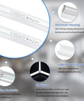 Hexagon LED Garage Light With Aluminum Hex Ceiling Mount, ultra-bright 8500 lumens, close-up on features and materials
