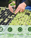 Hands using All In One Indoor Garden Seed Pod Kit For Hydroponics Systems, 73 Piece Set Including 18 Grow Sponges, 12 Plant Baskets