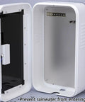 Rock Solid Wall Mounted Charger Cover With Tamper Proof Lock And Integrated Cable Holder For Indoor Outdoor Installations Rugged Steel Box open view showing interior space and mounting options.
