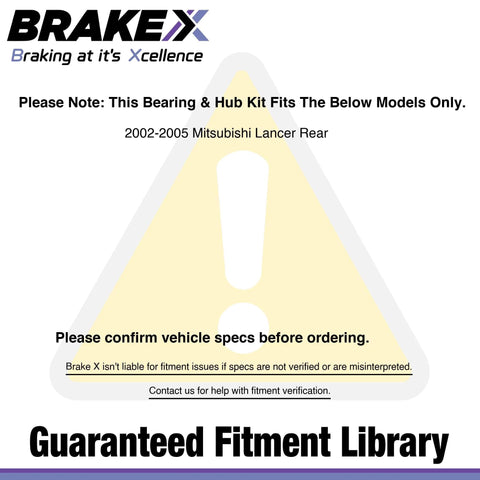 Warning note about fitment for Rear Left Wheel Bearing And Hub Assembly For 2002 2003 2004 2005 Mitsubishi Lancer HC Series