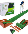Portable Golf Putting Mat With Auto Ball Return For Indoor And Outdoor Practice 8Ft Length Realistic Green Speed Foldable