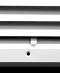Close-up of Premium 12x12 HVAC Vent Cover One Way Aluminum Ceiling Diffuser Square showing powder coat finish and screw opening.