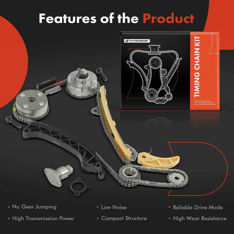 12 Piece Engine Timing Chain Kit With Sprocket Tensioner And Guide For Toyota Corolla 2009 2019, displayed with features.