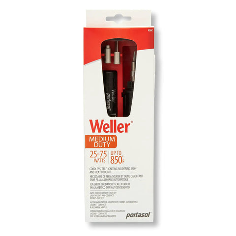 Self Igniting Cordless Soldering Iron Kit With Portable Power box showing contents and specifications on packaging