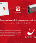 Mevo Gen2 Portable Golf Launch Monitor and i4 Rangefinder with FS Golf App for personalized club recommendations.