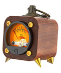 Wireless Retro Analog VU Meter Panel Display With Warm Backlight And Sound Level Indicator Dope Audio Level Amp Music Sync Pickup Rhythm Ambient Lights For Home Studio And DJ Setup, wood case