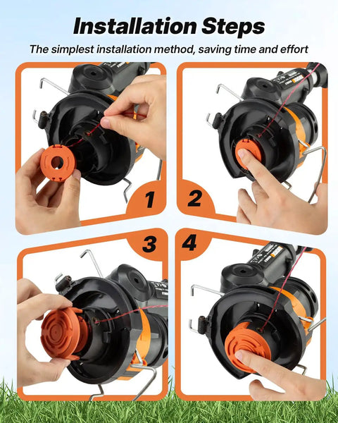 Installation steps for Three Pack WA0010 Replacement Spool Cap Covers For Worx Trimmers Heavy Duty ABS Weed Eater Cap