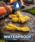 All Natural Cotton And Beeswax Fire Starter For Outdoor Camping And Home Fires Waterproof Easy Ignite shown by campfire on rock