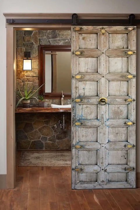 Vintage Indian Door Rustic Barn Style Front And Interior Exterior Wooden Door With Custom Size Option Single Or Double Old Look Sliding Or Hinged No Glass No Hardware