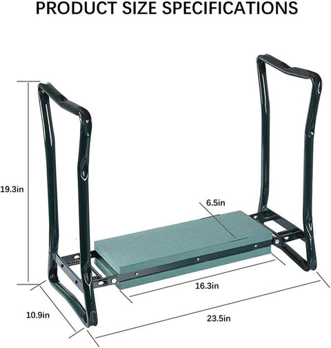 Kneeling Garden Bench Seat 2 In 1 Folding Stool With Tool Pouches Heavy Duty Garden Kneeler And Chair dimensions shown in image