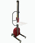 Heavy Duty Electric Lift Work Positioner Truck With 330 Lbs Capacity And 67 Inch Raised Platform Height, steel structure with wheels.