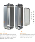 Disassembled view of Heavy Duty Stainless Steel Herb Trimming Tray With Detachable 150 Micron Screen, showing tray and screws.