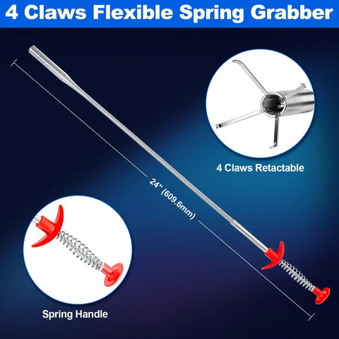 4 In 1 Magnetic Pickup Tool Set With Extendable Grabber And Flexible Claw 8 Lb Heavy Duty Magnet Bendable Spring Magnet Stick For Car Repair Garage Workshop And Home Use