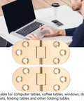 Solid Brass 180 Degree Flip Top Hinge with Gold Finish for Folding Tables and Sewing Machine Tabletops includes screws 2 pack