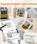 Nulltonex Portable Bluetooth Label Maker With Tape, Mini Adhesive Sticker Printer For Home Organization displaying various paper types.