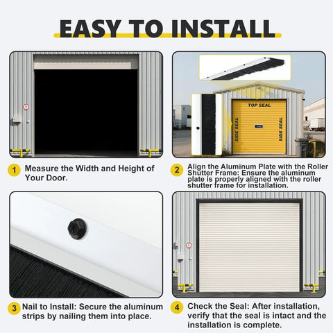 Easy installation steps for Tough As Nails Black Garage Door Brush Seal Kit for 10 X 12 Ft Doors with 3 Inch Bristles.