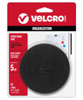 Black Adhesive Hook And Loop Tape Roll Five Feet By Three Quarters Inch Cut To Length Strips in packaging