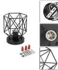 Dope Industrial Semi Flush Mount Ceiling Light Featuring A Sick Black Cage Design And Rustic Vintage Vibe with assembly parts.