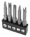 S2 Steel Screwdriver Bit Set Includes Five Long Reach Bits With Magnetic Tips And Quarter Inch Hex Drivers ready for electronics repair.