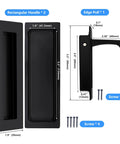 Sliding Pocket Door Handles Set Matte Black 304 Stainless Steel Non Locking Recessed Flush Finger Pulls And Heavy Duty Edge Pull 6 Inch