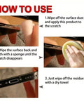 Phone Screen Scratch Remover And Glasses Scratch Repair Cream With Sponge Quick Fix Polish Paste application steps shown