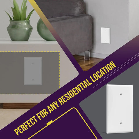 Oversized 1-Gang Blank Wall Plate Cover 5.5 by 3.5 Inches Polycarbonate Thermoplastic White Finish in residential setting