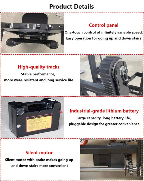 Control panel of Heavy Duty Electric Stair Climber Hand Truck With Brushless Motor And Crawler Wheels For Moving Furniture Safely Up Or Down Steps No Assembly Needed At All.