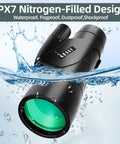 15x55 High Power Monocular With BAK4 Prism And FMC Lens Lightweight Optical Scope immersed in water demonstrating IPX7 waterproof design