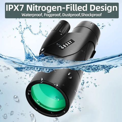 15x55 High Power Monocular With BAK4 Prism And FMC Lens Lightweight Optical Scope immersed in water demonstrating IPX7 waterproof design