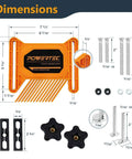 PowerTEC Featherboard kit, orange 2-pack with mounting bolts and knobs (front view)
