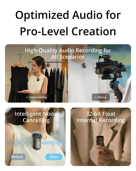 All In One Wireless Microphone System With Two Transmitters And One Receiver, Crystal Clear Audio used in various filming scenarios