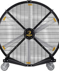 Crush The Summer Heat With This 6 Foot Industrial Mobile Floor Fan Featuring OSHA Certified Safety Cage Variable Speed Dial And Rugged Wheels For Indoor Outdoor Workspace Cooling In Sleek Black.