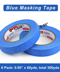 Blue Painter Tape 1 Inch By 60 Yards Six Roll Pack Pro Grade Masking Tape For Sharp Clean Lines On Walls And Auto Surfaces