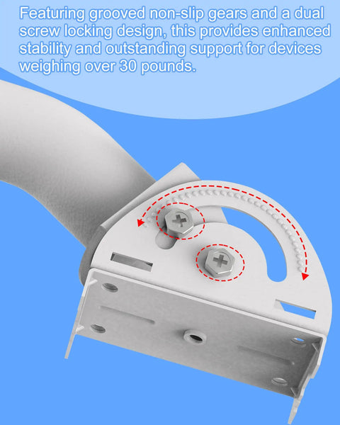 Outdoor Antenna Mount Rock Solid For Wireless Bridge 11 Inch Dual Screw Locking J Pole Bracket top view with gear detail